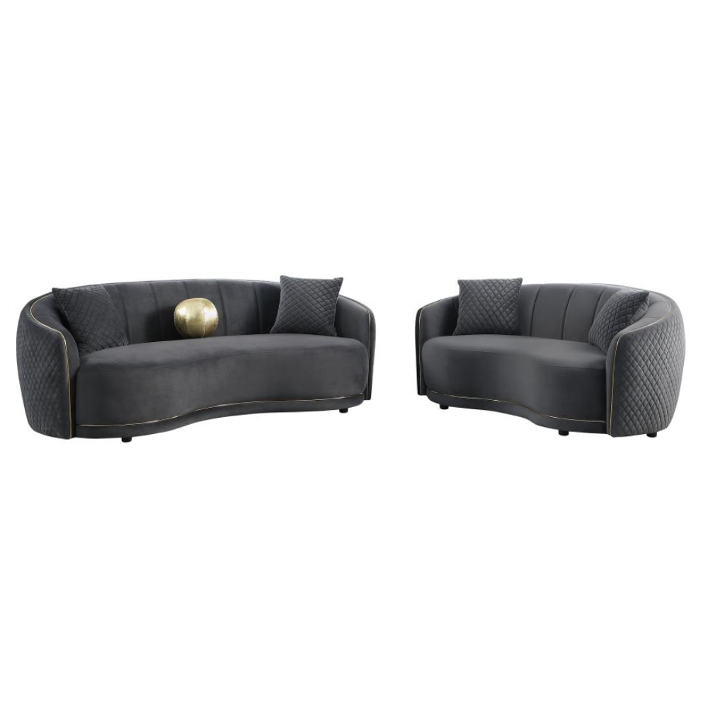 BROOKSIDE 2-piece Velvet Sofa Set Dark Grey