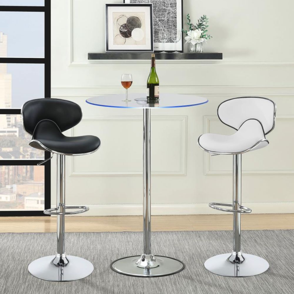 EDENTON Upholstered Adjustable Bar Stool White (Set of 2)
