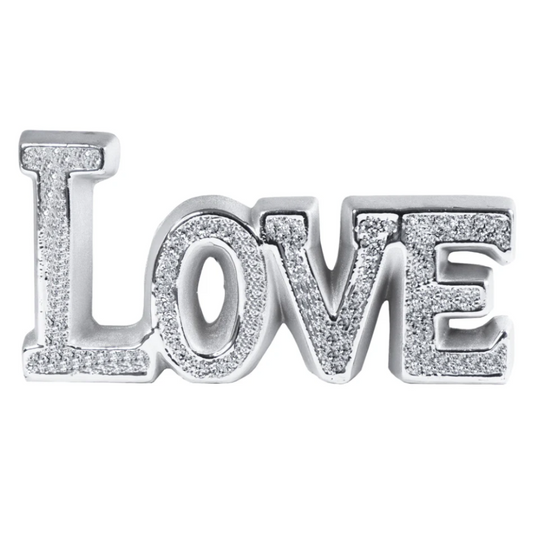 LOVE Word Diamond Sign Decor Silver