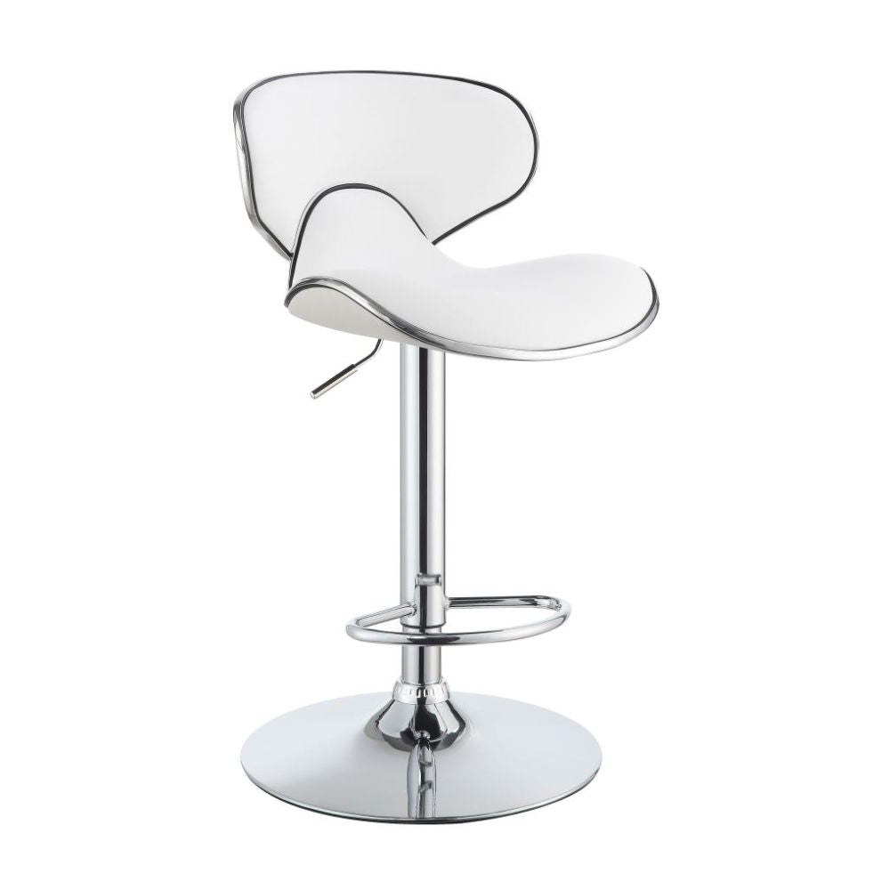 EDENTON Upholstered Adjustable Bar Stool White (Set of 2)