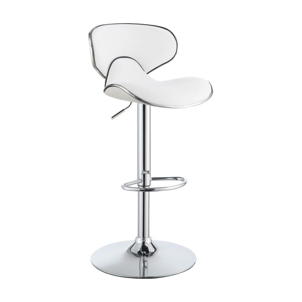 EDENTON Upholstered Adjustable Bar Stool White (Set of 2)