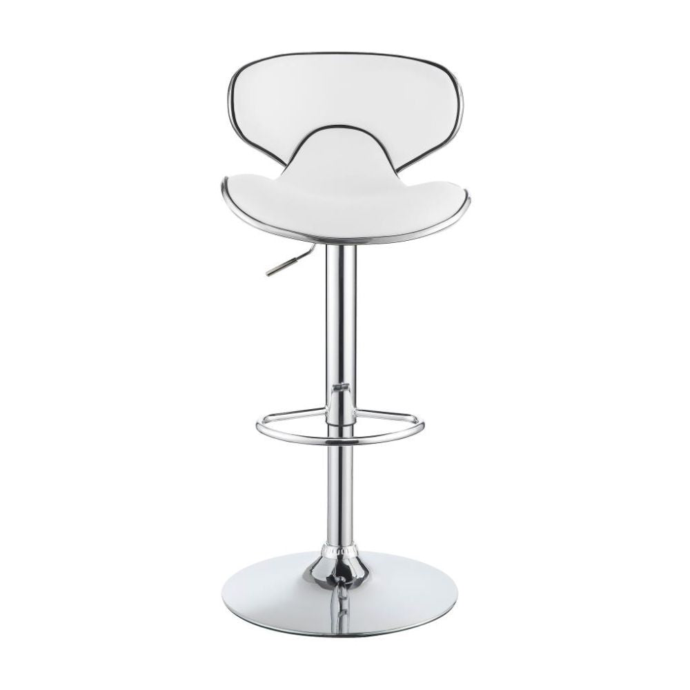 EDENTON Upholstered Adjustable Bar Stool White (Set of 2)
