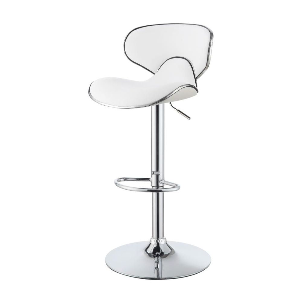 EDENTON Upholstered Adjustable Bar Stool White (Set of 2)