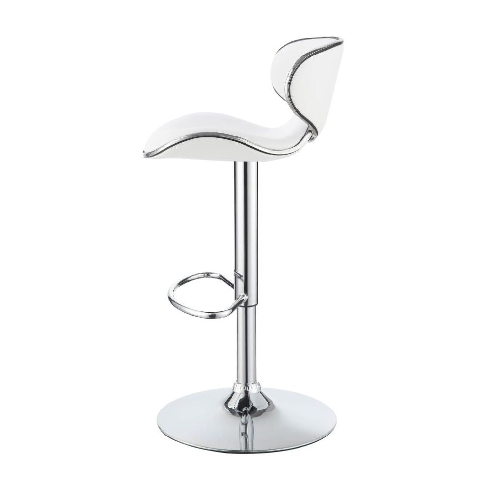 EDENTON Upholstered Adjustable Bar Stool White (Set of 2)