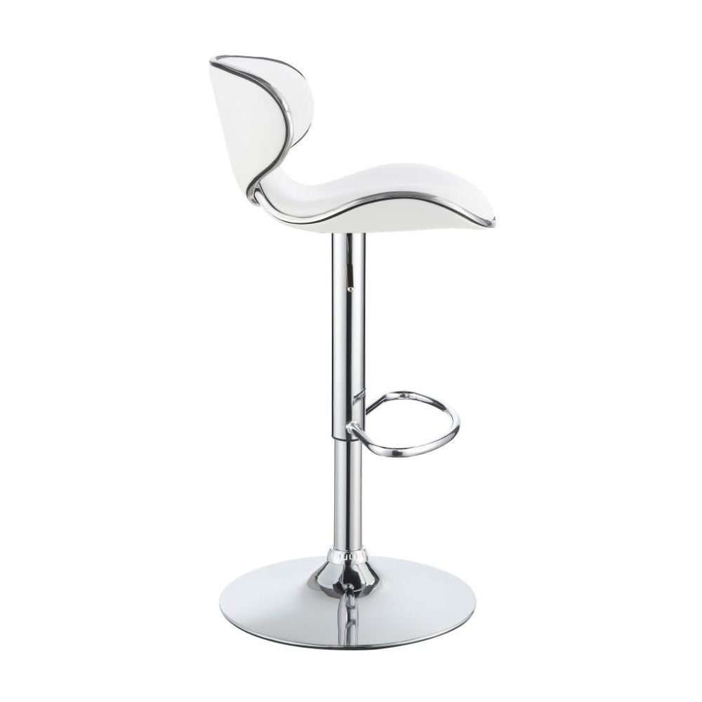 EDENTON Upholstered Adjustable Bar Stool White (Set of 2)