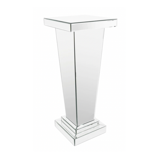 GRETEL 36" Glass Mirror Pedestal End Table