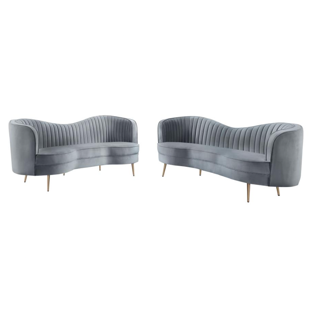 SOPHIA 2-piece Upholstered Channel Tufted Sofa Set Grey
