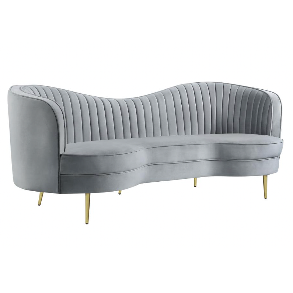 SOPHIA 2-piece Upholstered Channel Tufted Sofa Set Grey