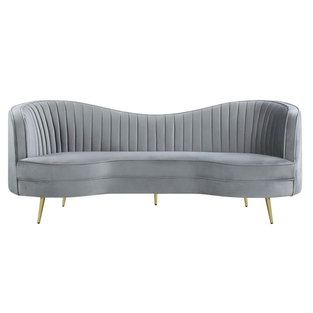 SOPHIA 2-piece Upholstered Channel Tufted Sofa Set Grey