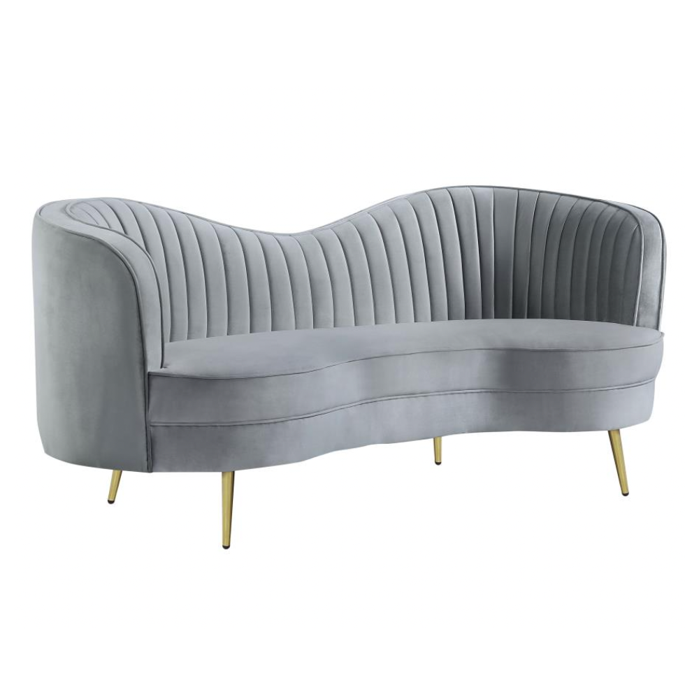 SOPHIA 2-piece Upholstered Channel Tufted Sofa Set Grey