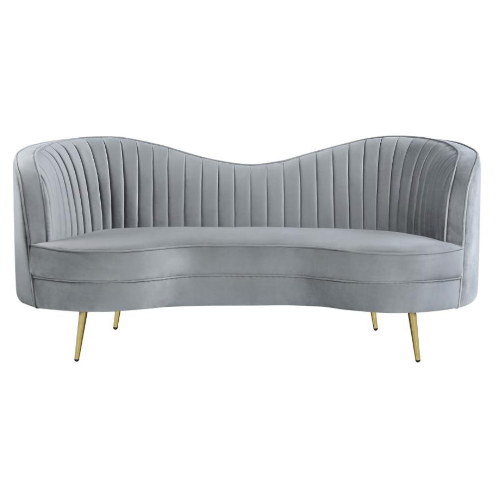 SOPHIA 2-piece Upholstered Channel Tufted Sofa Set Grey
