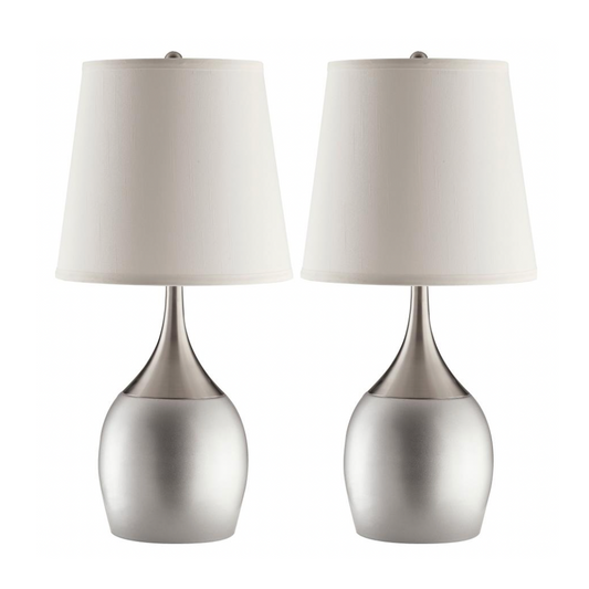 TENYA 24-inch Empire Shade Urn Table Lamp Silver (Set of 2)