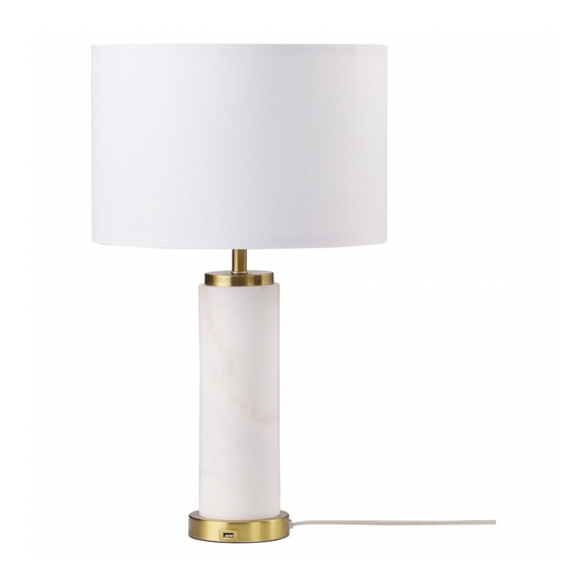 LUCIUS 25-inch Drum Shade Marble Body Table Lamp