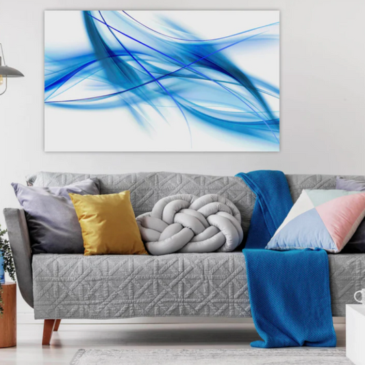 ENZO Abstract Blue Glass Wall Art