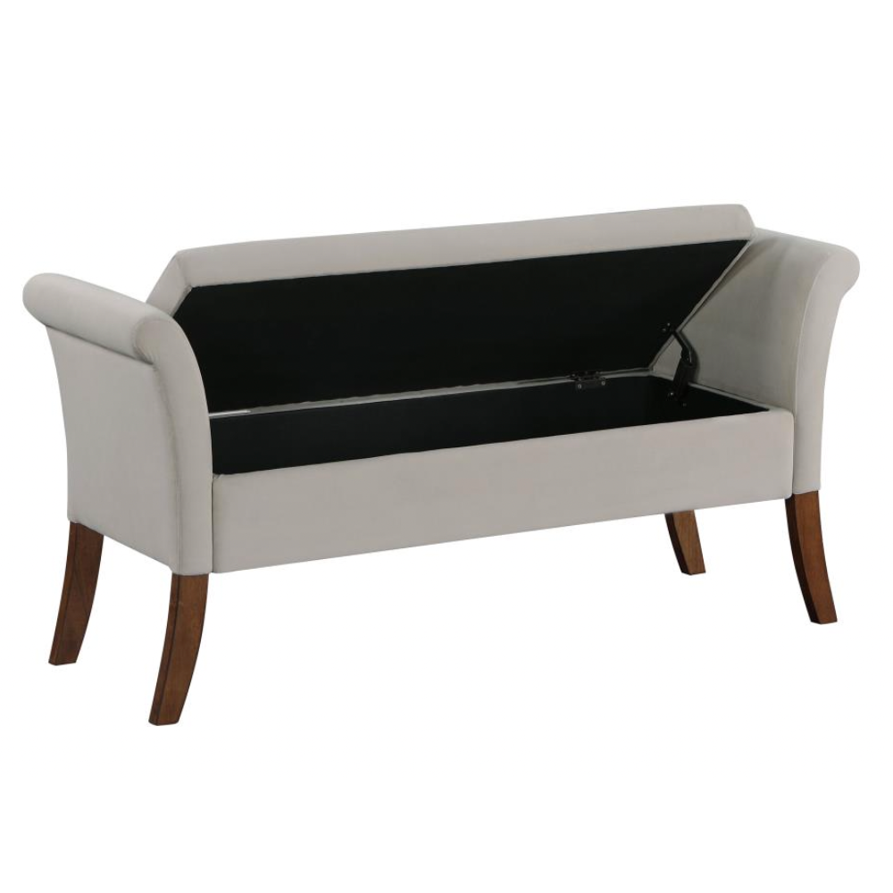 FARRAH Velvet Rolled Arm Storage Bench Beige