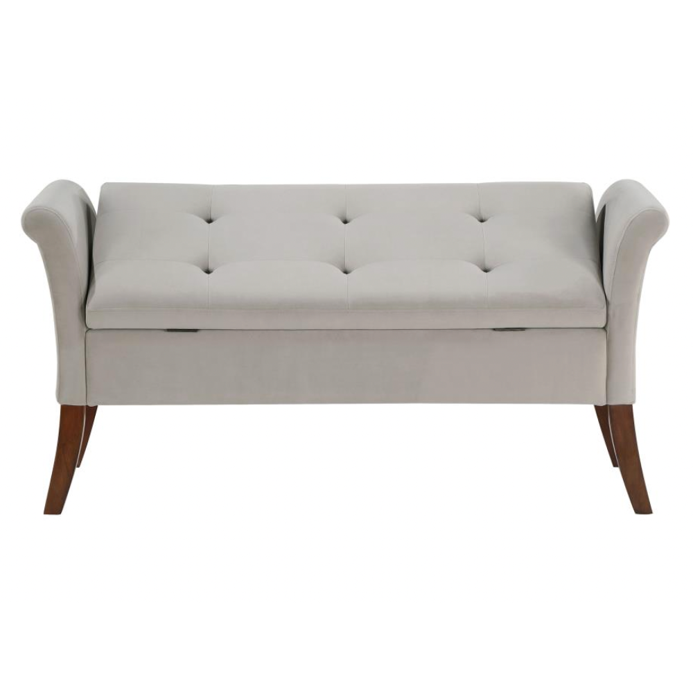 FARRAH Velvet Rolled Arm Storage Bench Beige