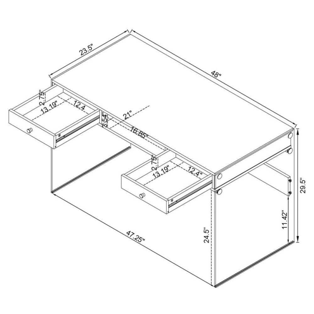 DOBREV 2-drawer Writing Desk White