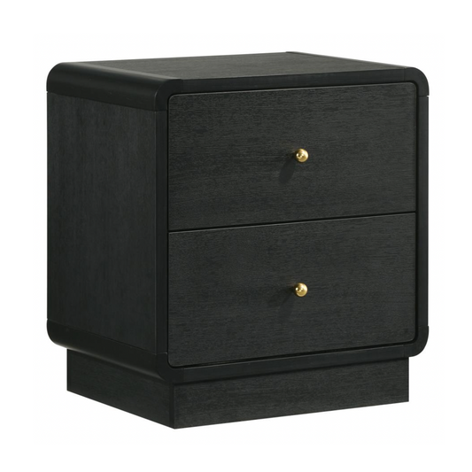 CAVELLE 2-drawer Nightstand Bedside Table Black