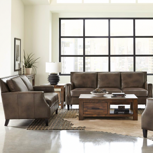 LEATON 2-piece Upholstered Recessed Arm Sofa Set