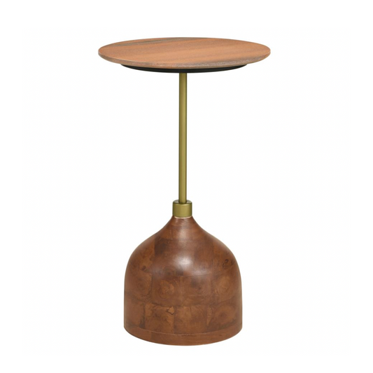 COLIMA Round Wood Top Accent Side Table Peach