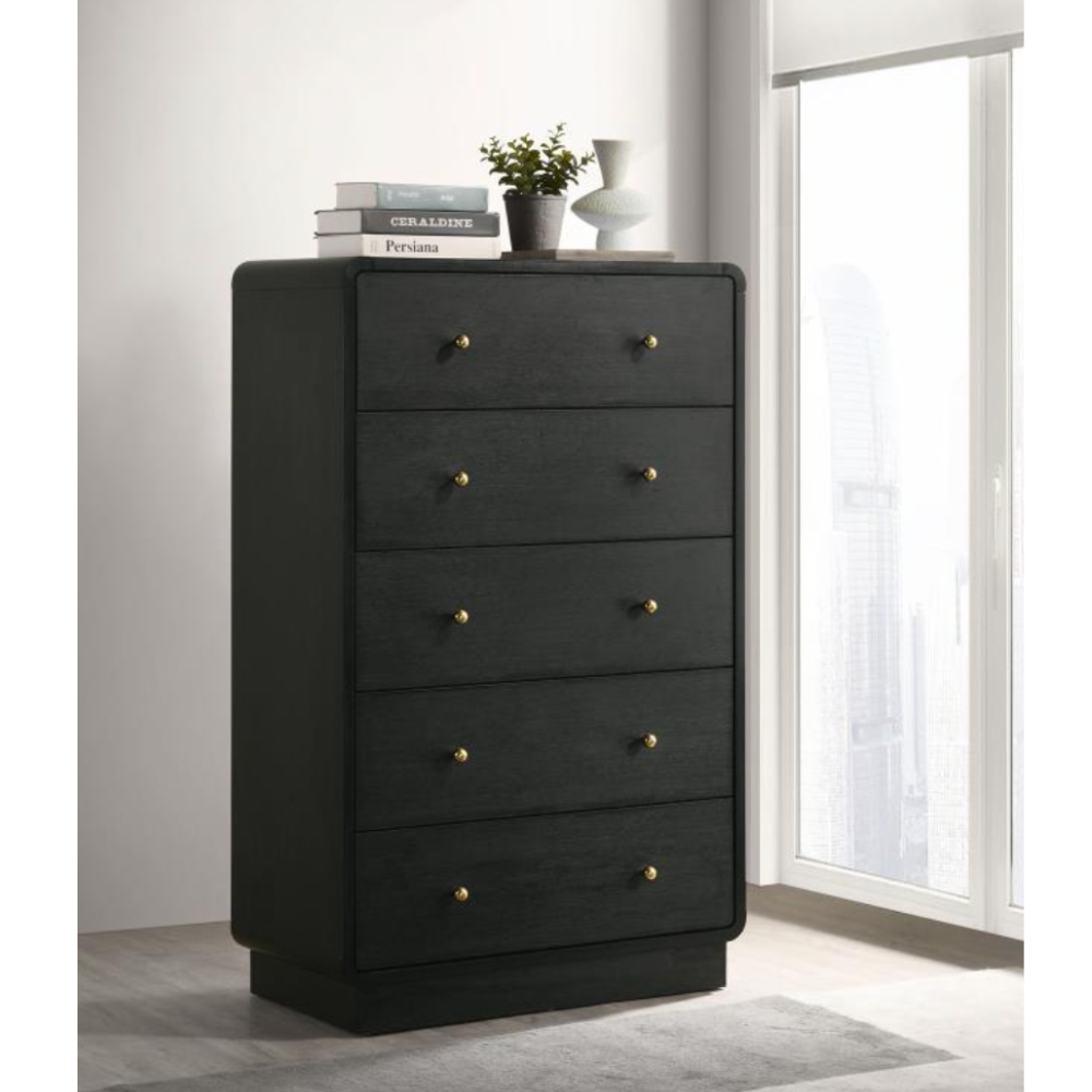CAVELLE 5-drawer Chest of Drawers Black