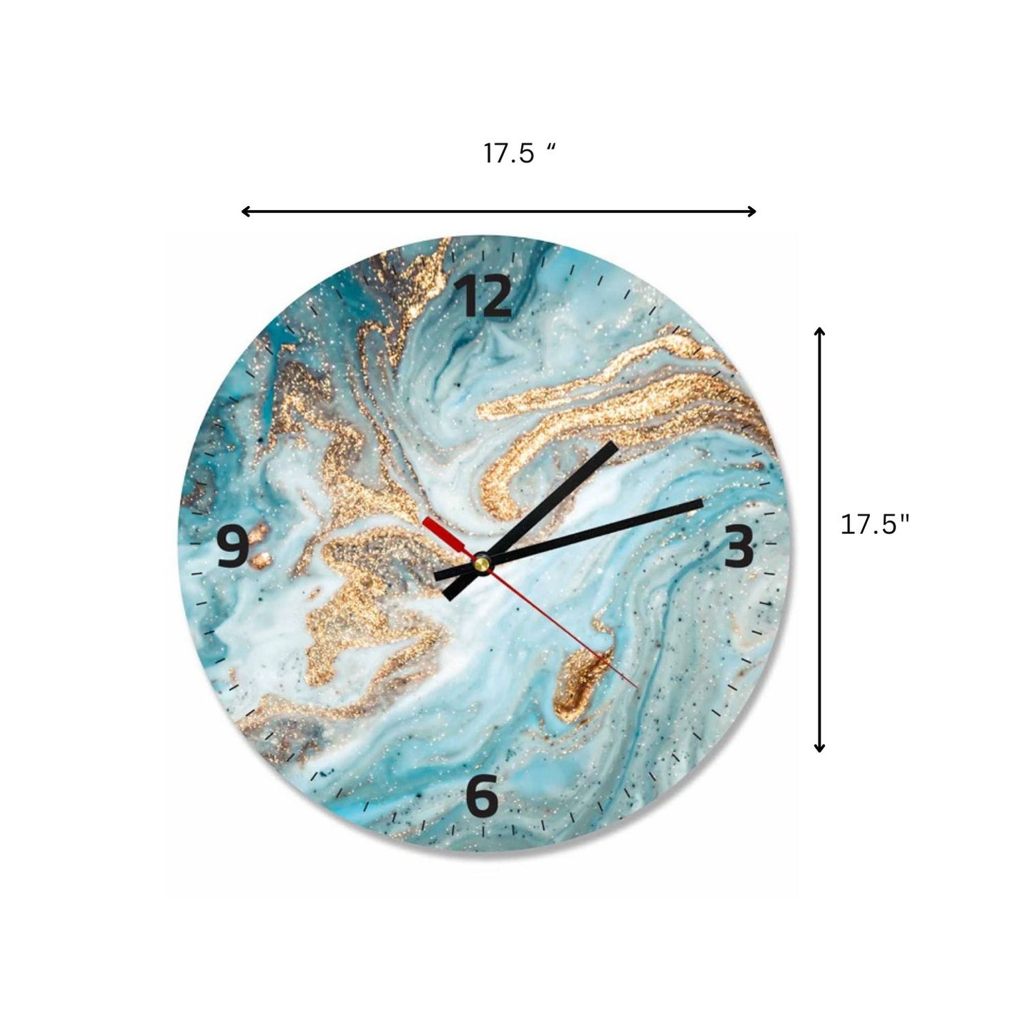 Turquoise Gold Abstract Round Wall Clock