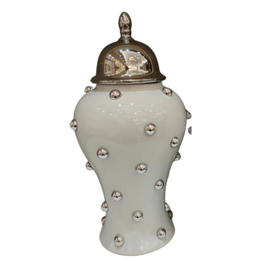 NEVIN 16" Decorative Ginger Jar Vase Silver