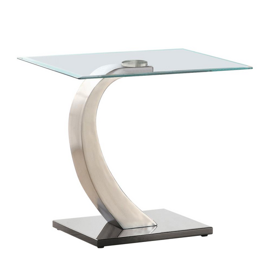 PRUITT Rectangular Glass Top Metal Side End Table