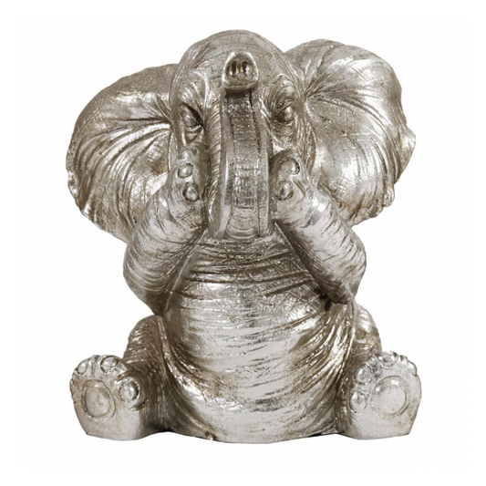 BROOKS Speak No Evil Elephant Sculpture Silver
