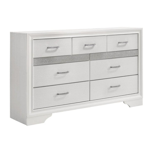 MIRANDA 7-drawer Dresser White and Rhinestone