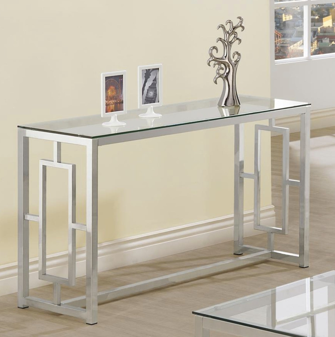 MERCED Glass Top Entryway Sofa Console Table