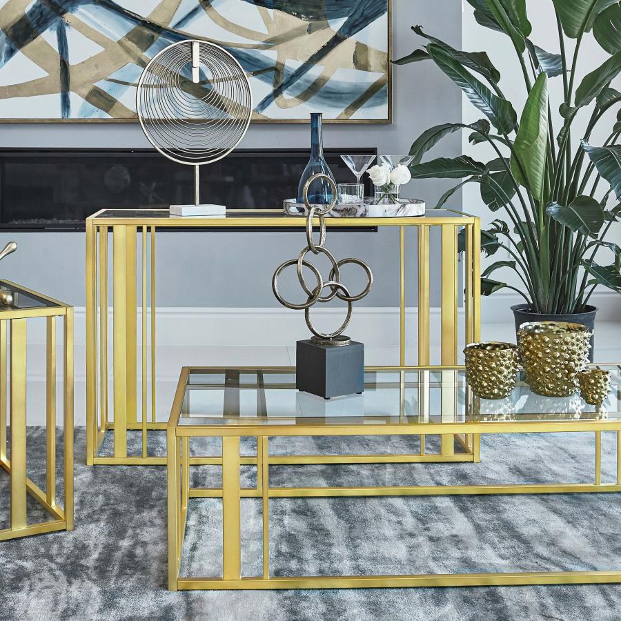 ADRIAN Matte Brass Console Table