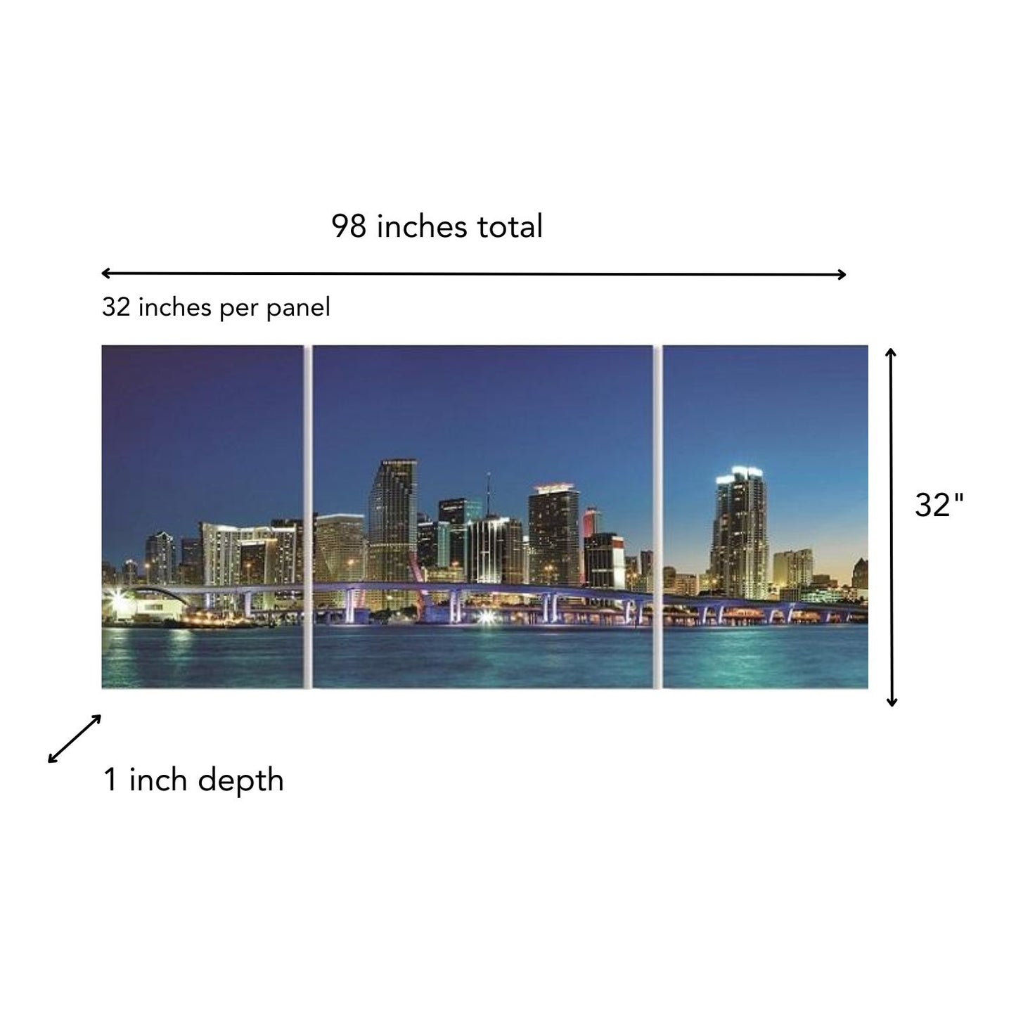 Miami Skyline Tempered Glass Print