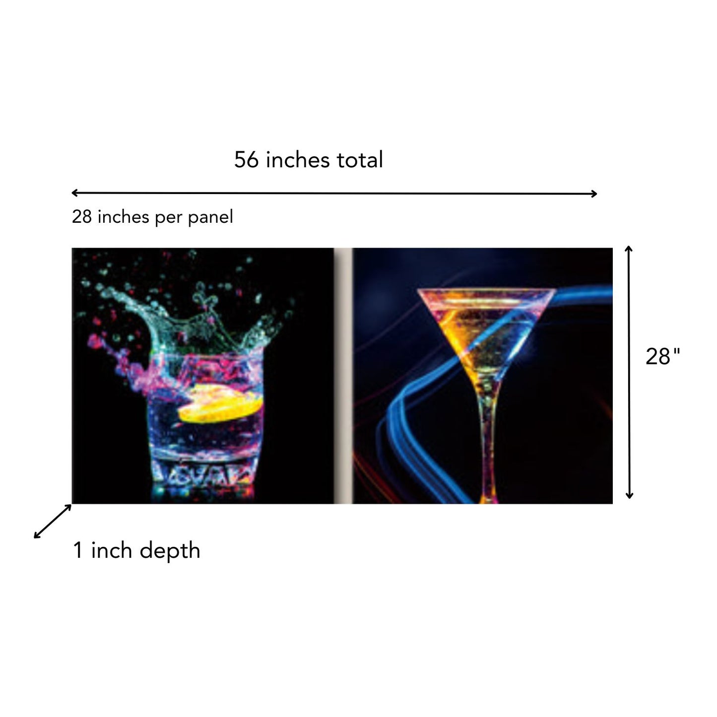 Neon Lights Drinks tempered Glass Print
