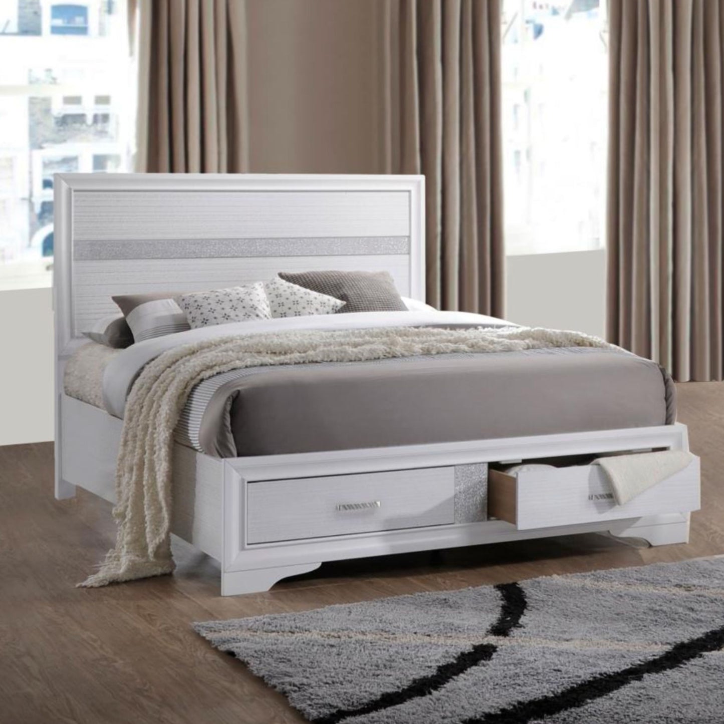 MIRANDA 4-piece Queen Storage Bedroom Set White