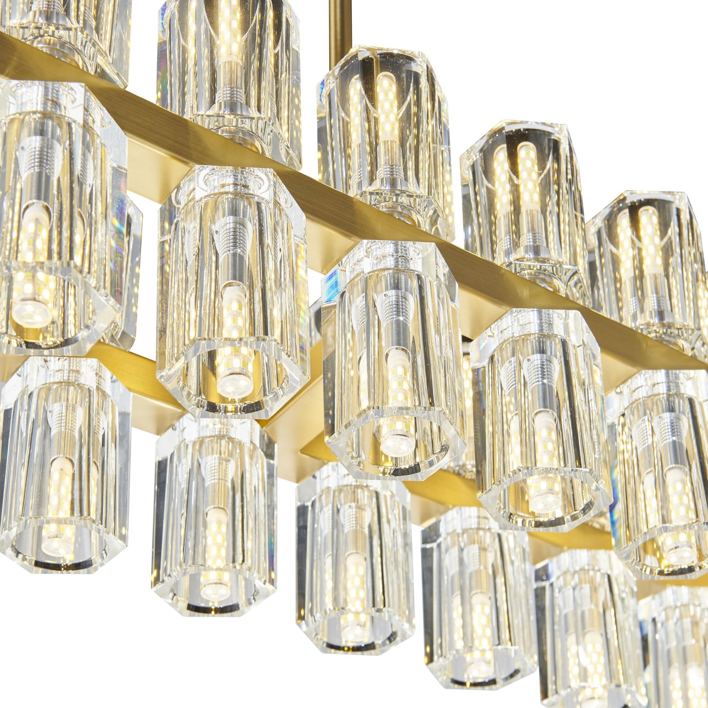 ANDERSON 36 Light Rectangular Chandelier Crystal & Gold