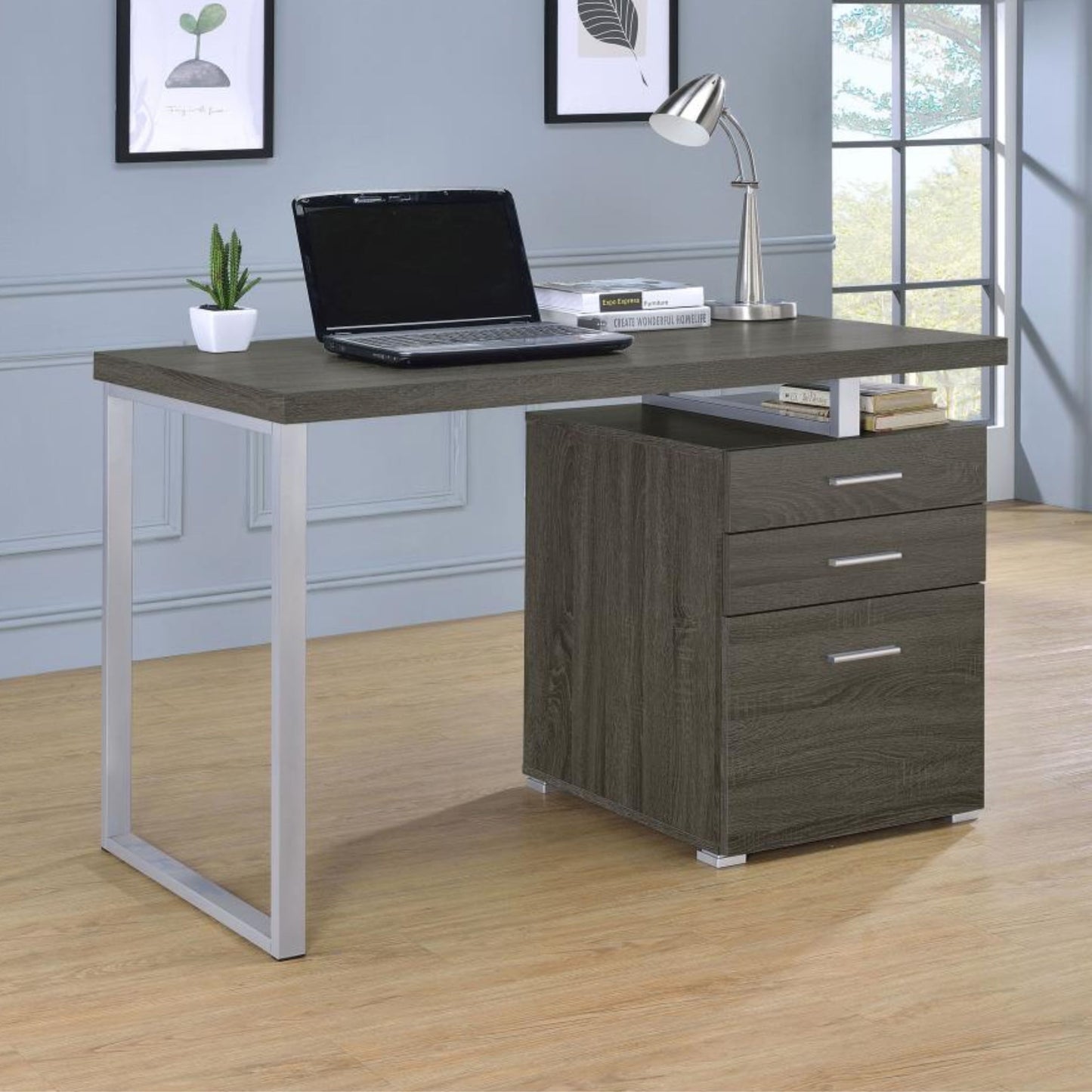 BRENNAN 3-drawer Office Desk Weathered Grey