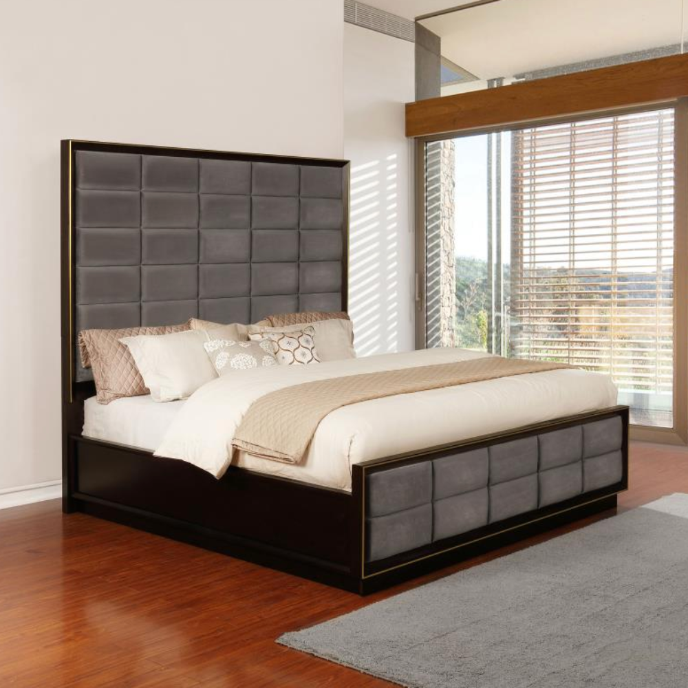 DURANGO Wood Eastern King Panel Bed Smoked Peppercorn