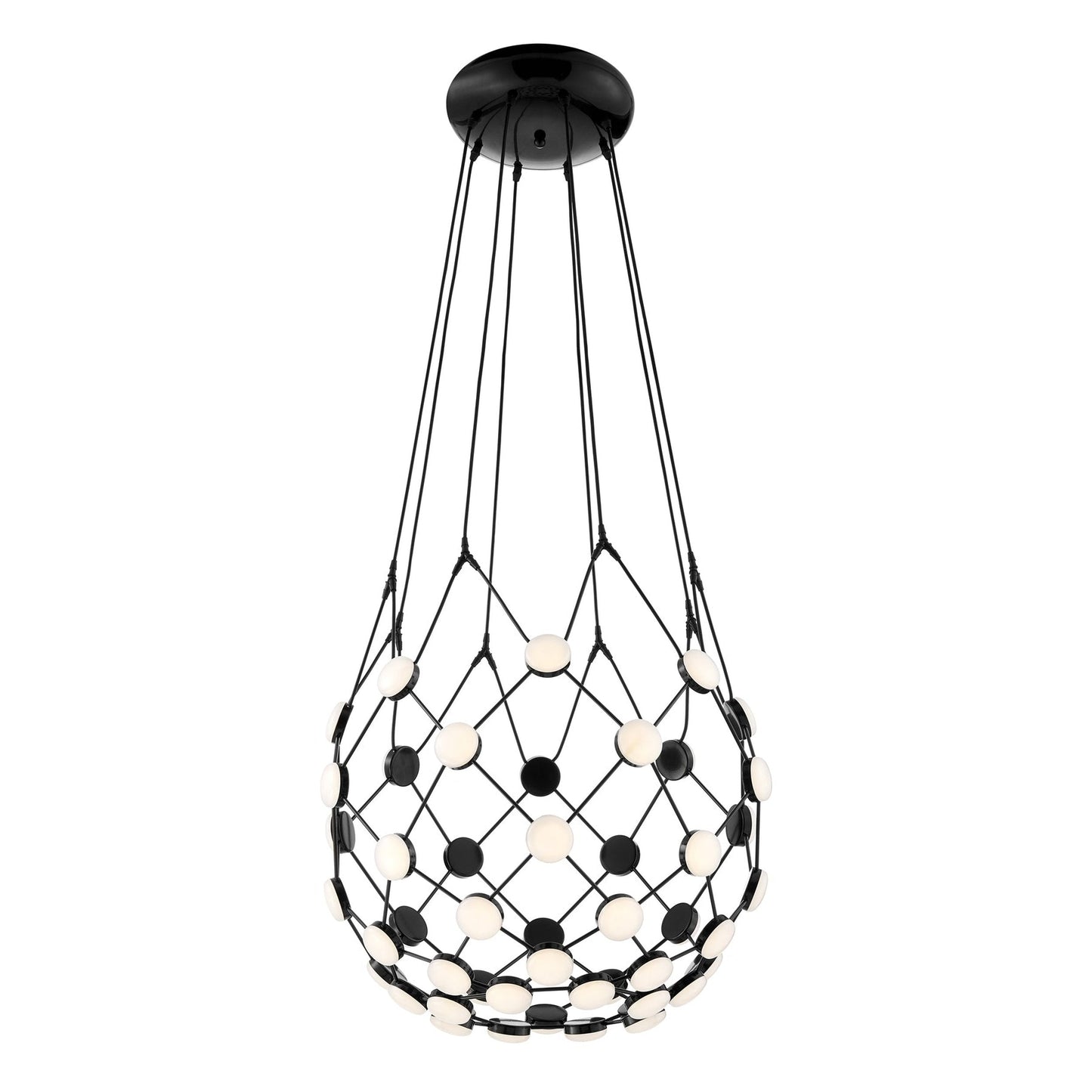 STROZZI Contemporary LED Basket Chandelier Medium Black