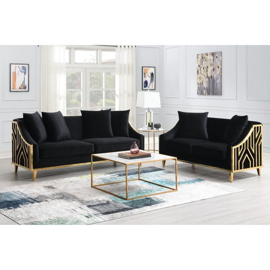 STILLO Upholstered Sofa & Loveseat Set Black
