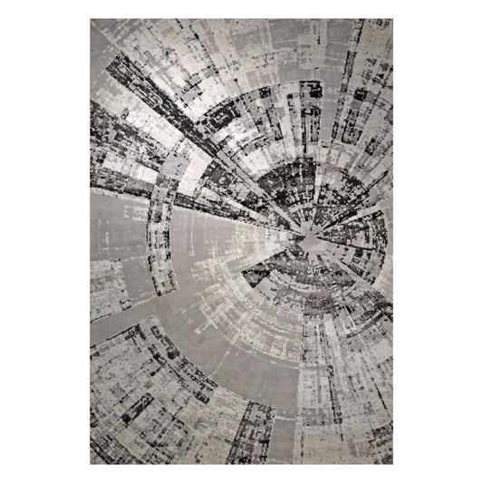 FLYNN Grey Circular Design Rug