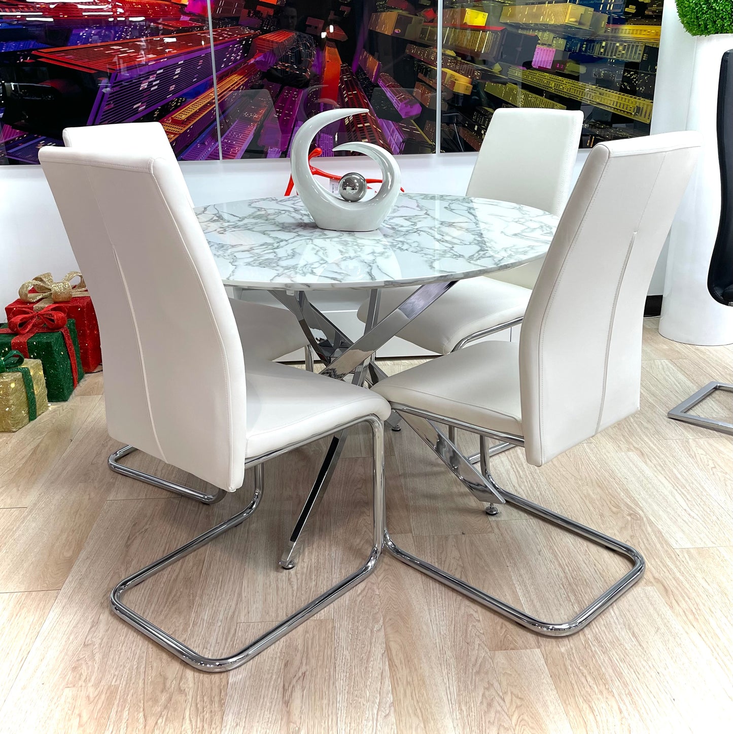 CALISTA Marble Like Top Dining Set