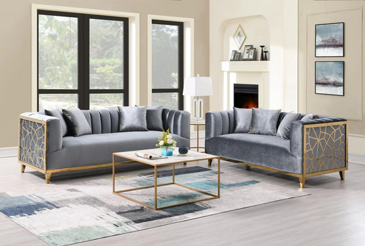 VERSA 2 Piece Set Sofa & Loveseat Grey