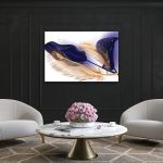 LEAVES Black, Gold Feather Modern Wall Art
