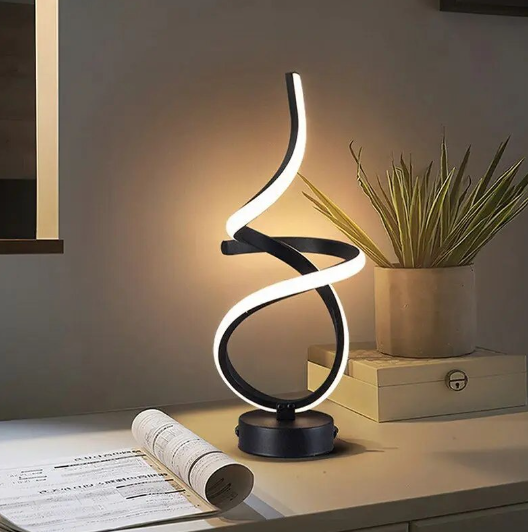 SWIRL Black Table Lamp LED Strip