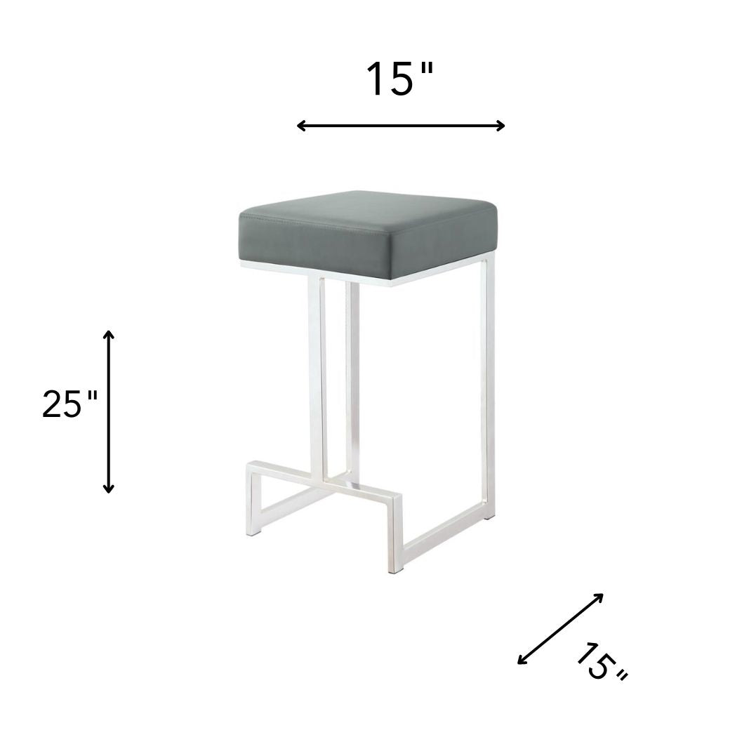 GERVASE Square Counter Height Stool Grey and Chrome