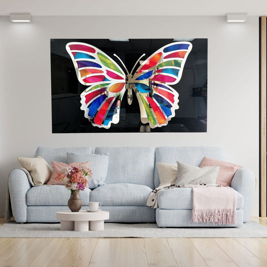 JULIA Silver 3D Colorful Butterfly Acrylic Mirror Prints
