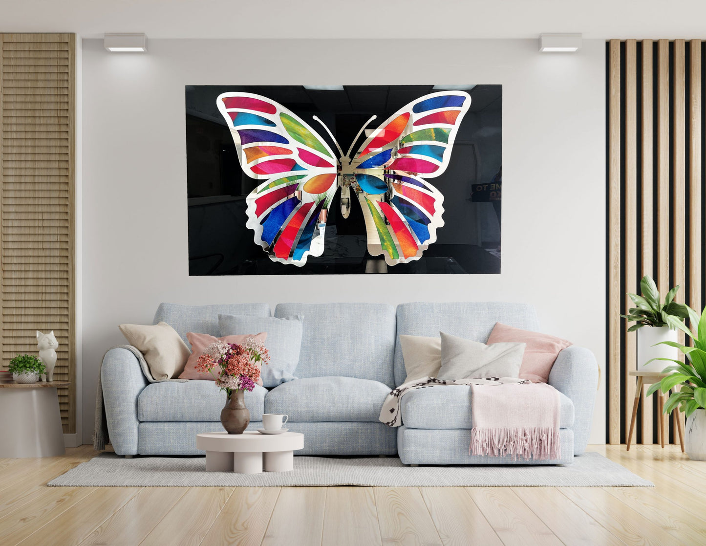 JULIA Silver 3D Colorful Butterfly Acrylic Mirror Prints
