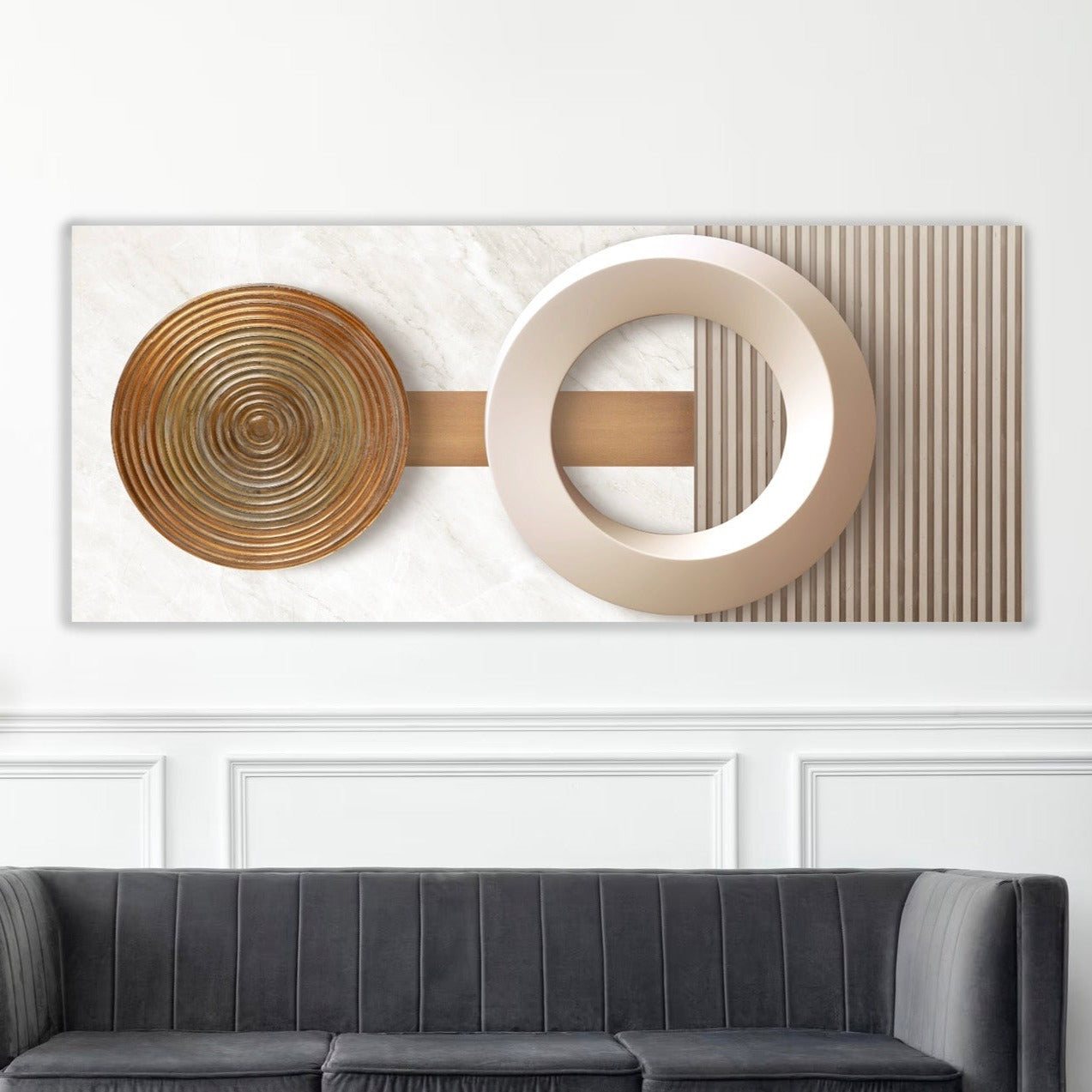 LONE Marble With Wooden Details Wall Art Print