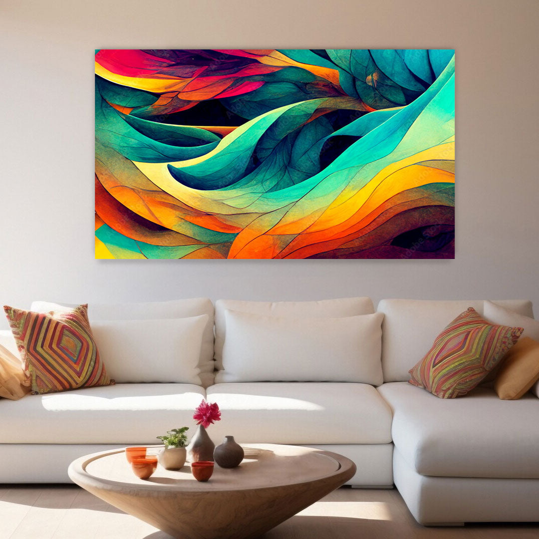 WAVES Colorful Organic Forms Modern Wall Art